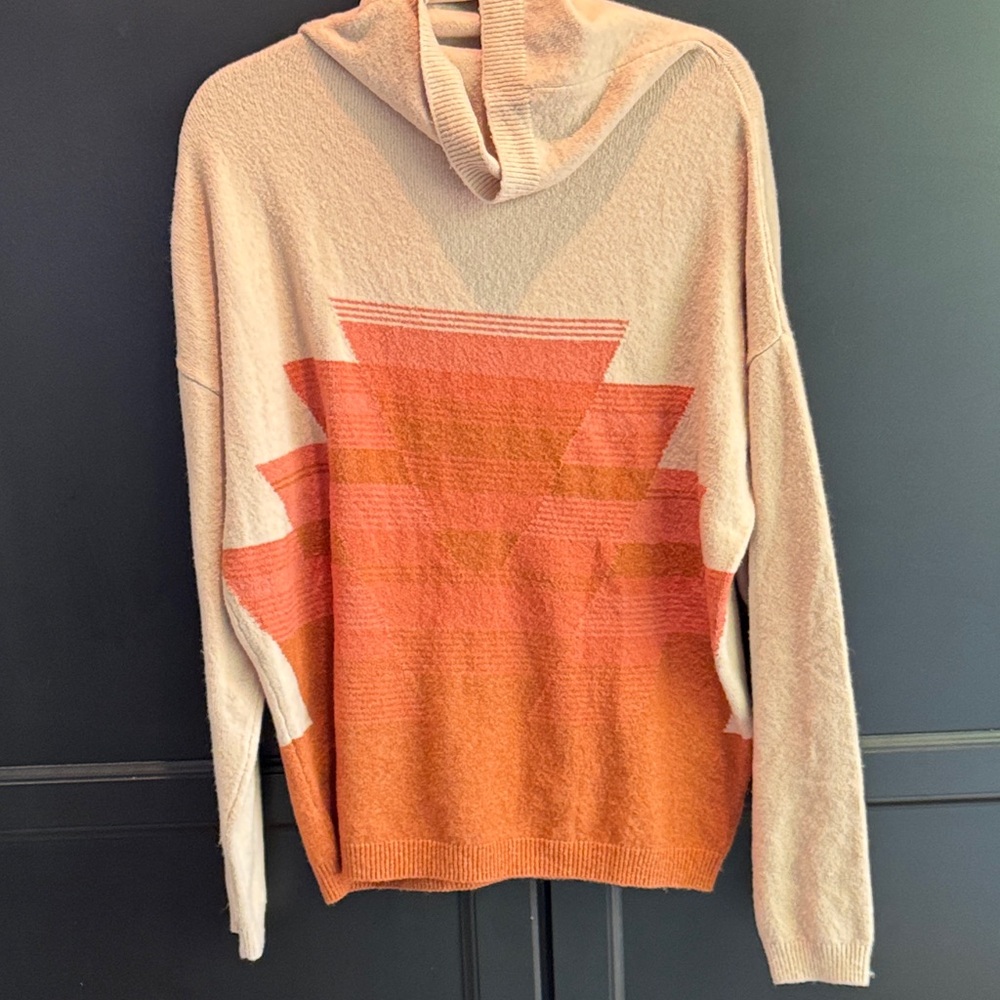 Prana Cream Knit Sweater with orange print